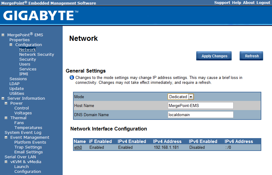 Описание: GIGABYTE Avocent IPMI 2.0 Screenshot